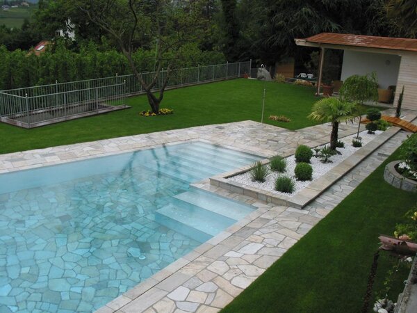 Poolumrandung-Silberquarzit-aestivate Pool aus Silberquarzit aestivate